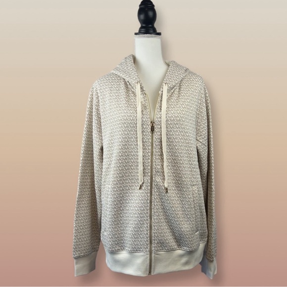 MICHAEL Michael Kors Logo Organic Cotton Blend Zip-Up Hoodie Bone - Picture 1 of 15